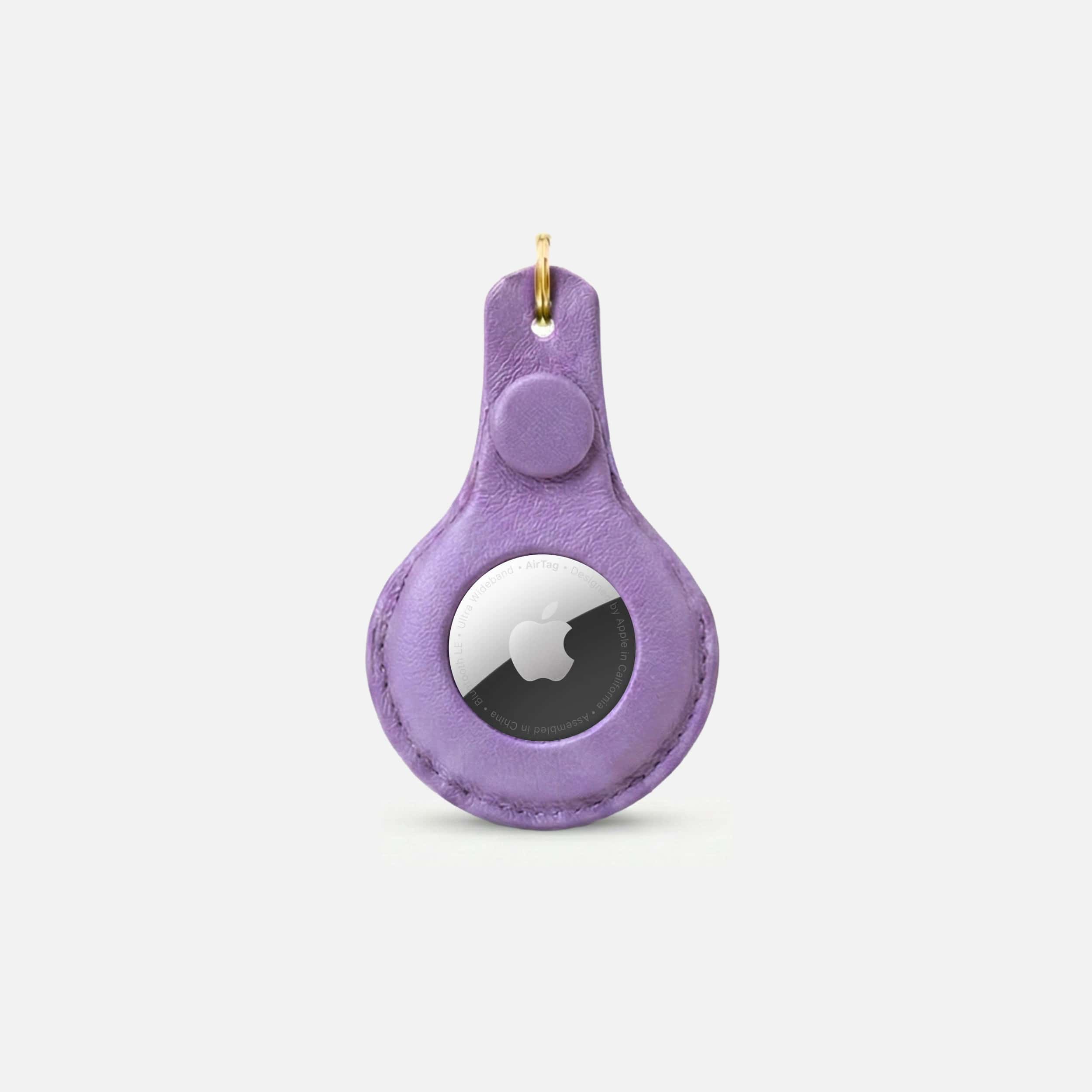 William Walker Leder AirTag Anhänger für Hundehalsband & Schlüssel Lavender (Lila)