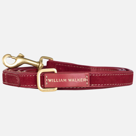 William Walker Hochwertige Wildleder Hundeleine Lambrusco (Bordeauxrot)